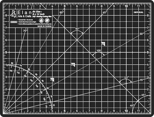 Elan Cutting Mat A4 Black & Taupe, Self Healing Cutting Mat 9x12 Inch, 5-Ply Craft Board Black, Hobby Board for Crafts 9x12 Inch - style: 12 x 9"