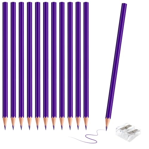 12 Pack Purple Colored Pencils for Kids, Pre-sharpened Art Pencils Back to School Supplies Set, Drawing Sketching Pencils for Students, Teachers, Classroom - color: purple