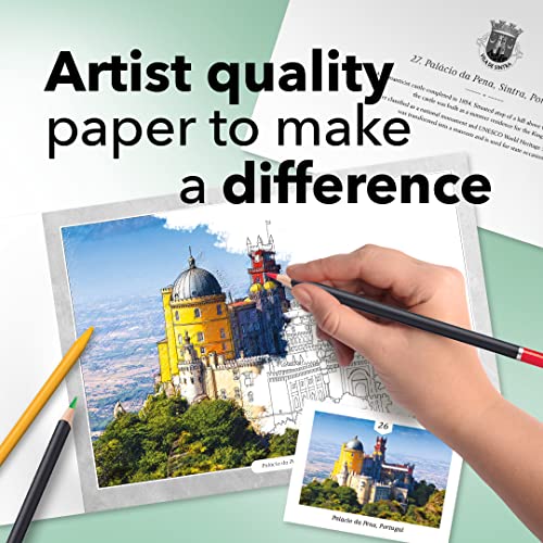 Castle Arts Castles Coloring Book for Adults - 36 Curated Designs | Stunning castles curated by in-house artists to focus the mind - color reference guide, no-show-through paper, A4 - color: Castles