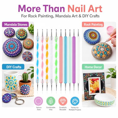 ABenkle 10Pcs Art Dotting Tools for Nail Art, Ball Tip Clay Tools Sculpting Pattern Tracing Stylus, Ball Embossing Stylu for Drawing,Painting Rocks Mandalas,Art Dot Tools