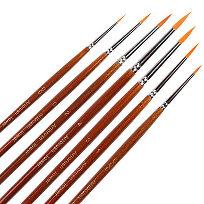 Fine Detail Paint Brush Set - 7 Pieces Miniature Brushes for Watercolor, Oil, Acrylic Painting, Airplane Kits