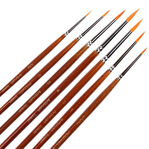 Fine Detail Paint Brush Set - 7 Pieces Miniature Brushes for Watercolor, Oil, Acrylic Painting, Airplane Kits
