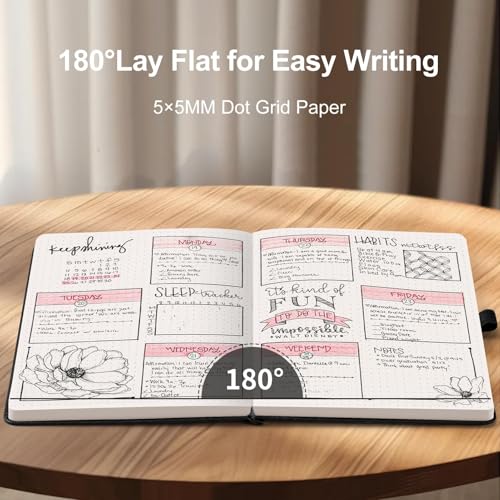 AHGXG Dotted Journal, 150 GSM Paper, 128 Pages, A5 (5.7'' X 8.3'') - color: Black, style: A5-Dotted-150G