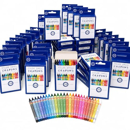 Color Swell Bulk Crayons, 36 Packs, 24 Colors Per Pack (864 Total) - size: 36 Pack | 864 Crayons