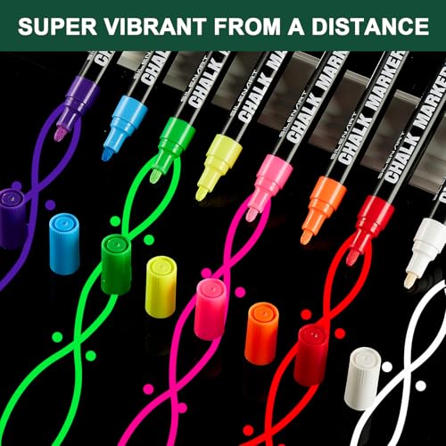 SILENART Liquid Chalk Markers - 8 Vibrant Colors - Chalkboard Markers for Blackboard Glass Window Car Dry Erase Board Acrylic Calendar Board Whiteboard- Wet Erase - color: Multicolor, style: 3mm Tip - 8 Pack