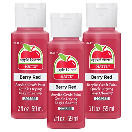 Apple Barrel Acrylic Paint, Berry Red (Pack of 3) 2 oz, 20525EA- (Pack of 3) - color: Berry Red, size: 2 Fl Oz (Pack of 3)