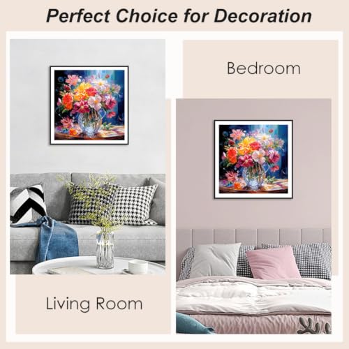 SJUTOUCI Colorful Flower Diamond Art Kit for Adults, Diamond Painting Kit - color: Flower