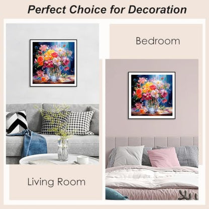 SJUTOUCI Colorful Flower Diamond Art Kit for Adults, Diamond Painting Kit - color: Flower