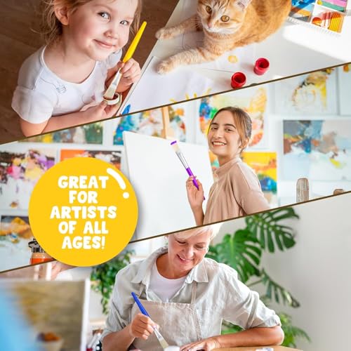 Joyooss Paint Brushes for Kids, 12 Pcs Flat Large Kids Paint Brushes Set - size: 12 Pcs Flat