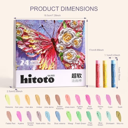 rubens 24 Macaron Colors Soft Oil Pastels,Creamy & Easy Blending - color: 24 Macaron Colors