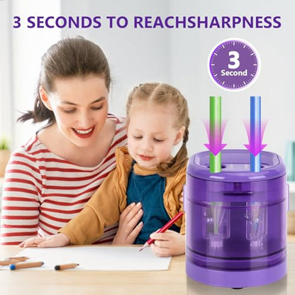 Electric Pencil Sharpener, Double Hole (Purple) - color: Purple
