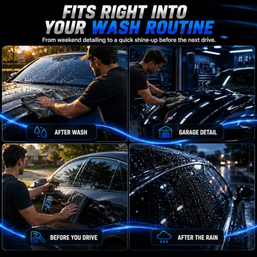 Car Coating Spray, Ceramic Spray Coating, High Shine Car Wax | Waterless Car Wash, Long-lasting Hydrophobic, UV & Stain Resistant, for Window Glass, Wheels, Trim, 17.5 oz with Towel (2pcs) - color: 2PCS
