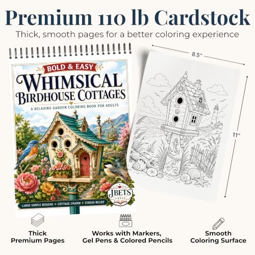 Cozy Vibes: Adult Coloring Book for Women with Whimsical Birdhouses