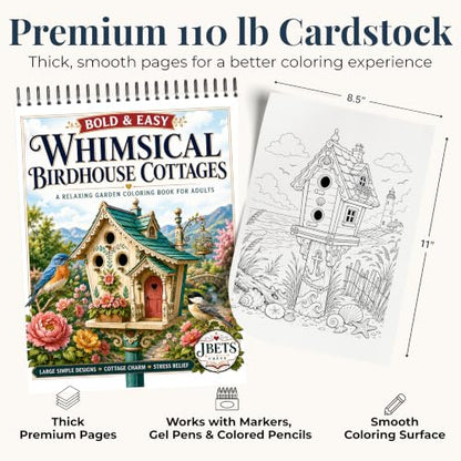 Cozy Vibes: Adult Coloring Book for Women with Whimsical Birdhouses