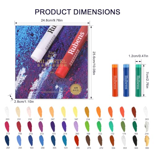 rubens Soft Oil Pastels Set 36 Colors,Creamy Texture for Drawing Blending,Layering,Shading,Oil Pastels for Artists,Students,Teachers & Beginners - color: 36 Basic Colors