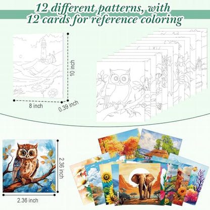 Sherr 12 Pcs Pre Drawn Canvas for Adults,Mixed Styles,8 x 10 Inch - size: 8 x 10 Inch, style: Mixed Styles