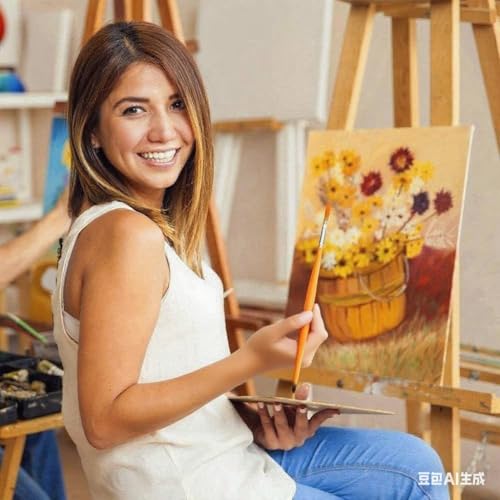 Watercolor Brushes, Paint Brushes 13pcs Long-Handled Flat Paintbrushes Large Artist Acrylic Paint Brush Set for Canvas Painting Oil/Gouache Arts Crafts Supplies