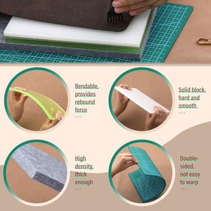 4 Pcs Leather Punch Pad, Leather Cutting Mat Circle Cutter Supplies