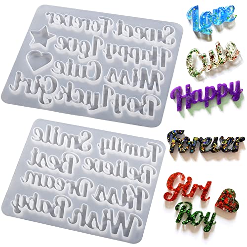 ZQYSIING Alphabet Resin Molds, Set of 2 Blessing Alphabet Keychain Molds - color: 2PCS Blessing Letter Molds