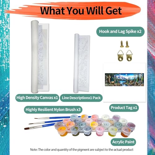 YALKIN Paint by Numbers Kit for Adults, Landscape Large Adults'paint-by-Number Kits on Canvas, DIY Acrylic Oil Painting by Numbers Kits, Perfect for Home Decor, Gifts 30x90CM /11.8x35.4in