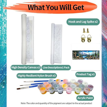 YALKIN Paint by Numbers Kit for Adults, Landscape Large Adults'paint-by-Number Kits on Canvas, DIY Acrylic Oil Painting by Numbers Kits, Perfect for Home Decor, Gifts 30x90CM /11.8x35.4in