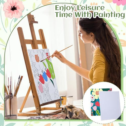 Tinlade 12 Pcs Pre Drawn Canvas for Painting Stretched,Flower Posters - size: Flower Posters
