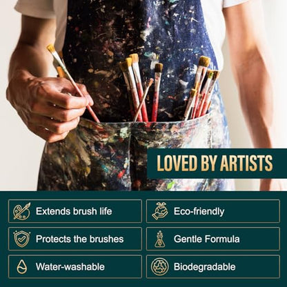 Paint Brush Cleaner and Reconditioner Perfect Acrylic, Watercolor, Spray Paint and Oil Brush Cleaner Biodegradable, Non-Flammable Washable Sustainable Cleaning Solution (16 Fl Oz) - size: 16 Fl Oz (Pack of 1)