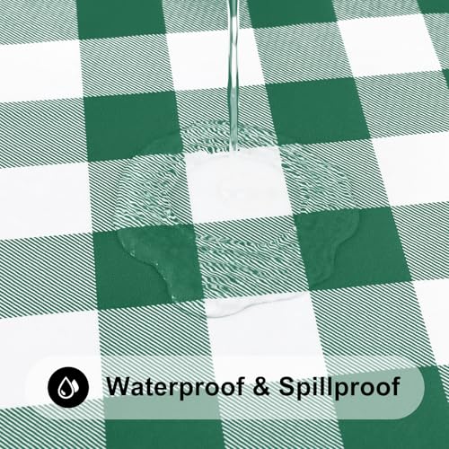 Smiry 4 Foot Picnic Table Cloth, Flannel Backed Fitted Vinyl tablecloths | Waterproof Elastic Rectangle Tablecloth ,Buffalo Plaid Table Covers for Dining, Camping (Emerald Green and White, 24" x 48") - color: Emerald Green and White, size: 48" x 24" (Rect