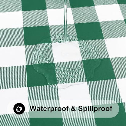 Smiry 4 Foot Picnic Table Cloth, Flannel Backed Fitted Vinyl tablecloths | Waterproof Elastic Rectangle Tablecloth ,Buffalo Plaid Table Covers for Dining, Camping (Emerald Green and White, 24" x 48") - color: Emerald Green and White, size: 48" x 24" (Rect