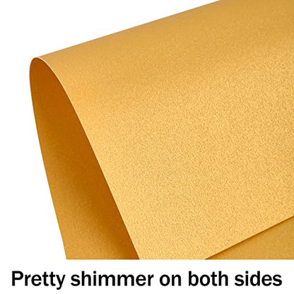 24 Sheets Gold Shimmer Cardstock 8.5 x 11 Metallic Paper | Goefun 80lb Card Stock Pearlescent Paper for Invitations, Birthday, Anniversaries, Card Making - color: gold