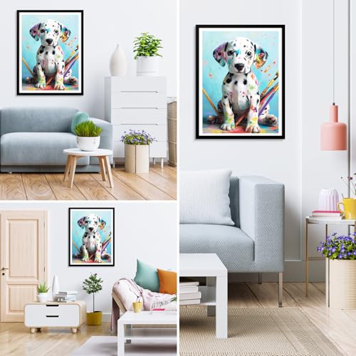 MXJSUA Cute Dog Diamond Painting Kits for Adults, 5D Dalmatian Diamond Art Kits for Beginners, DIY Full Drill Crystal Gem Painting Kits for Home Wall Decor 12x16 Inch - color: Animals-03