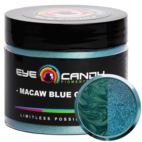Eye Candy Pigments Premium Mica Powder - Macaw Blue Green (50gr) - for Epoxy, Resin, Soap, Paint, Woodworking, Acrylic Pouring, Bath Bombs, Fishing Lures - DIY Arts and Crafts Additive - color: Macaw Blue
