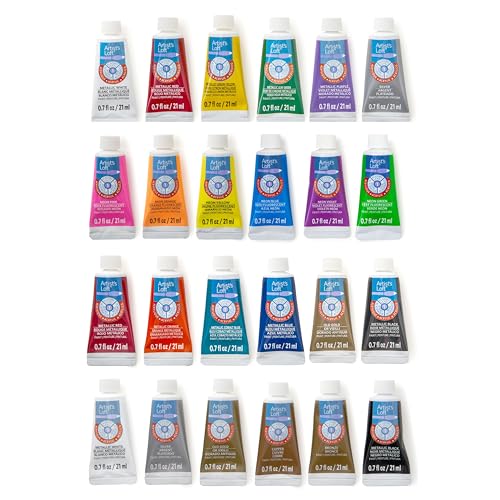 Artist's Loft 24 Assorted Metallic & Neon Acrylic Paint Tube Value Set by Paint Smart - Water-Based Paint For Drawing, Painting, Art & Crafts Supplies - 1 Pack