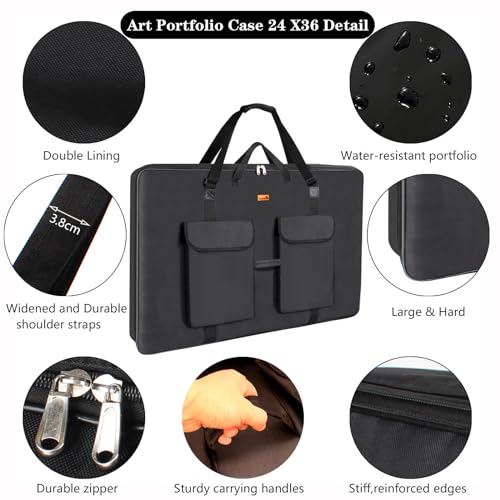TreochtFUN Art Portfolio Bag 36 x 48 in - Waterproof Artist Carrying Case - size: 36 x 48