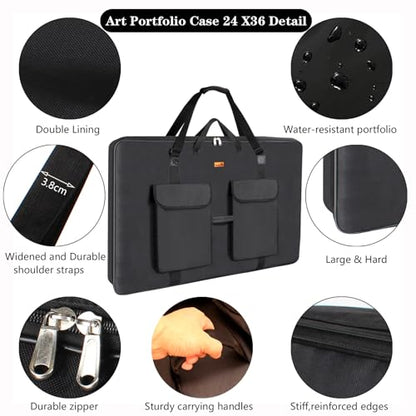 TreochtFUN Art Portfolio Bag 36 x 48 in - Waterproof Artist Carrying Case - size: 36 x 48