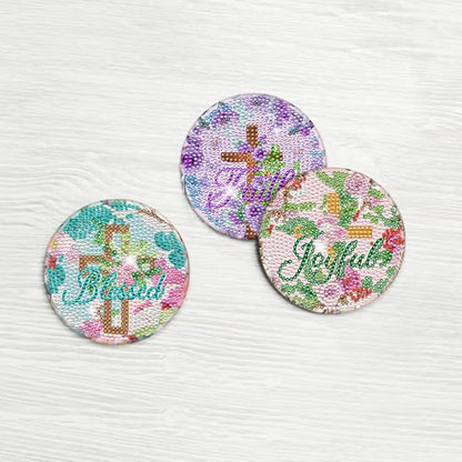 Diamond Painting Art Coaster Kit - 8 PCS Cross Christian Diamond Art Coaster Set With Bible Verse Religious Gem Art Coaster Non Slip Diamond Painting Kits Inspirational Gift for Adults Beginners Xmas - color: Christian01