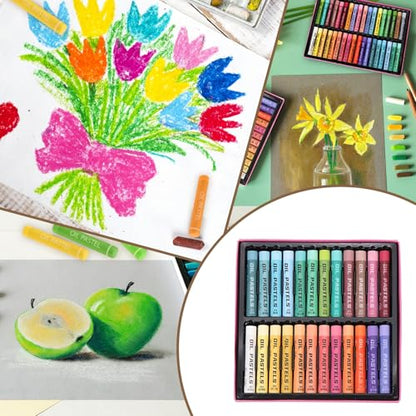MECCANIXITY Soft Oil Pastels, Oil Pastel Crayons Vibrant Color Blendable Art Supplies for Painting Drawing Blending Painting Artists Beginners Professional(Lemon Yellow, Pack of 16) - color: Lemon Yellow