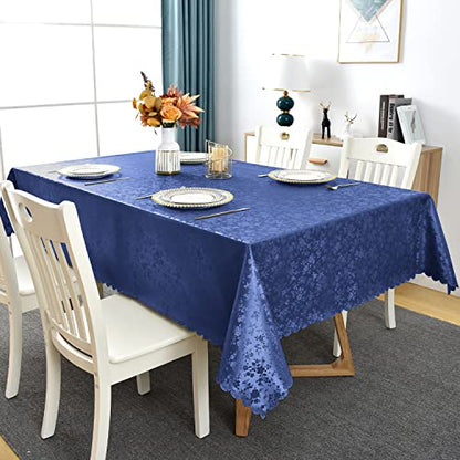 Romanstile Waterproof Vinyl Tablecloth Rectangle, 52 x 70 Inch, Rose Navy Blue - color: Rose Navy Blue, size: 52" x 70" (Rectangular)