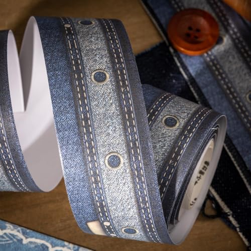 PET Washi Tape Stickers for Journaling Supplies,Denim Journal Tape Stickers - color: Denim