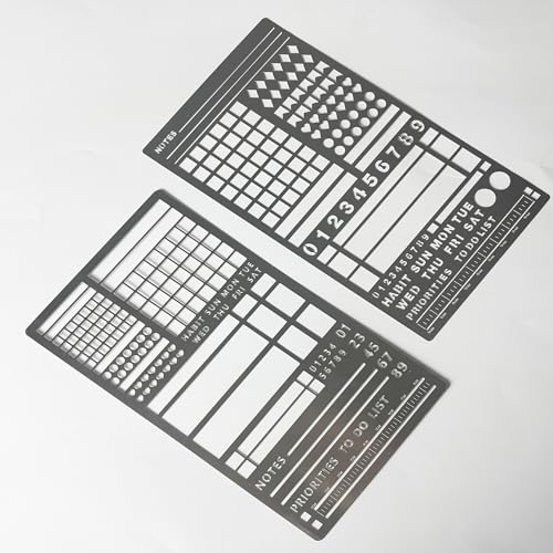 Metal Stencils, 2-Piece Set for Planners, Lists, Habit Tracking, Scrapbooking