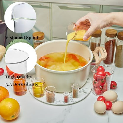 Ackers BORO3.3 Glass Measuring Cup Set, Beaker Style, 7-Piece - size: 5ml/15ml/30ml/60ml/120ml/150ml/250ml