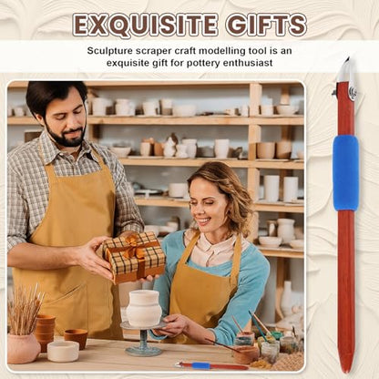 Lanties Pottery Carving Tools Set Include 5 Stainless Steel Blades & Red Pear Wood Handle, Sculpture Scraper Craft Modelling Tools for Clay, Ceramic Sculpting, Graffito, Relief Art (V-tip) - style: V-tip
