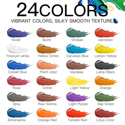 42PCS Acrylic Paint Kits for Adults, Art Supplies Set with Easel | 24 Colors Acrylic Paints (0.4 fl oz), Pine Wood Easel, Brushes, Canvas, Complete Art Supplies Kit for Adults & Beginners - style: 42pcs