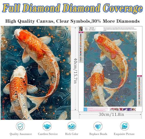 Dugsmgd Fish Diamond Art Kits for Adults, Diamond Painting 12x16 Inch - color: Fish