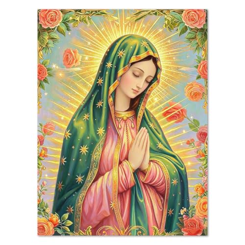 WULINHUAFA Mary Diamond Painting Kits for Adults 12x16 inch | Religion Diamond Art Kits for Beginner, 5D Full Round Drill Gem Art Painting Kits for Home Wall Decor - color: Mary