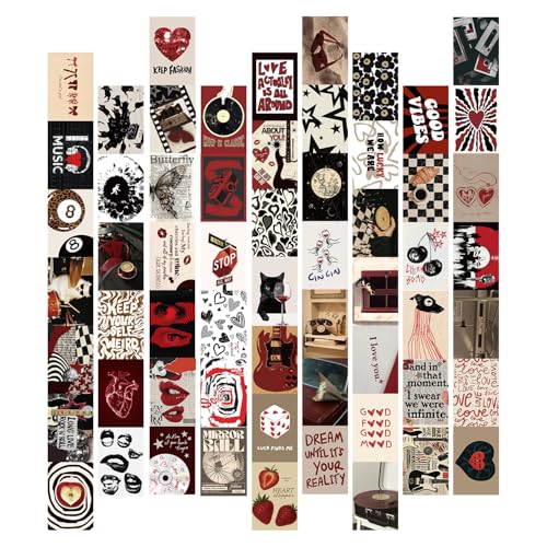 60Pcs Downtown Girl Room Decor, Rock Punk Aesthetic Wall Collage Paper Set, White Cardstock Prints, Retro Vintage Rock & Roll Art Posters for Bedroom, Dorm Room & Home Decor for Women girls 4'' x 6''