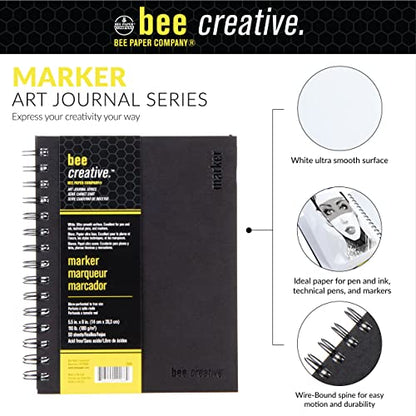 Bee Paper - 5.5" x 8" Creative Marker Drawing Journal - size: 5-1/2-inch x 8-inch, 50 Sheet Art Journal, style: Marker Art Journal