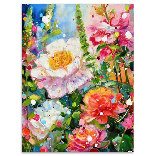 Flowers Diamond Art Kits for Adults Beginners 12x16 in, DIY Craft Gift | Abstract Wildflower Diamond Painting Kits for Adults, Stress Relief, Home Wall Decor, 5D Full Round Drill Gem Art - color: DP-US04