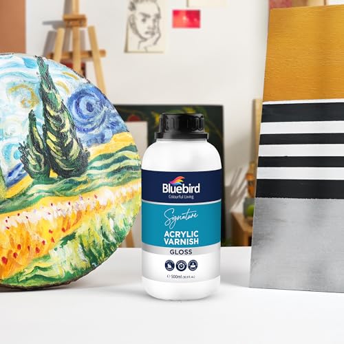 Bluebird Signature Gloss Varnish for Acrylic Painting, Non-Yellowing, Non-Toxic, Anti-Crazing, Gloss Varnish for Pro Artists, Hobby Painters & Kids (Gloss, 16.9 Fl Oz) - color: Gloss, size: 16.9 Fl Oz