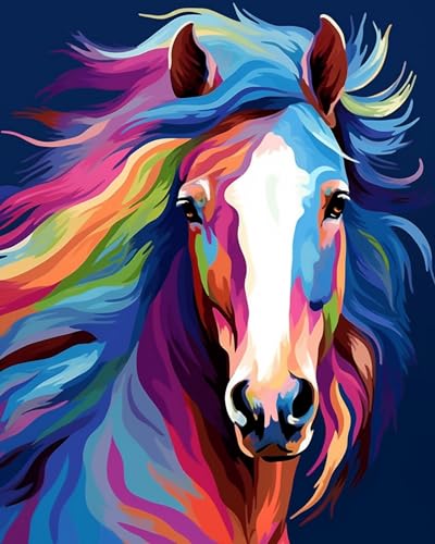 Paint by Numbers DIY Acrylic Painting Kit for Kids & Adults Beginner – 16" Wx20 L Colorful Horse Head Pattern - color: Colorful Horse Head